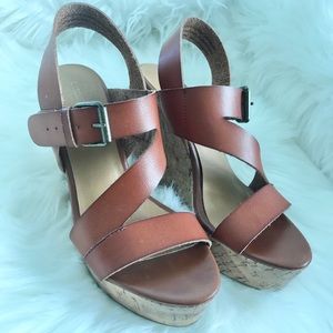 Target Mossimo Wedge Brown Leather Sandals
